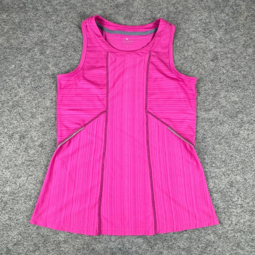 Athleta Run On Tank Top Reflective Polyester Stretch Pink Womens Small‎ S